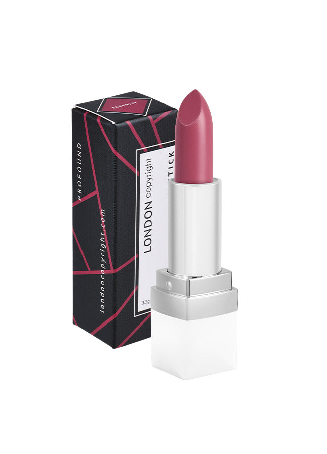 Serenity (mauve shade) creamy matte lipstick with packaging