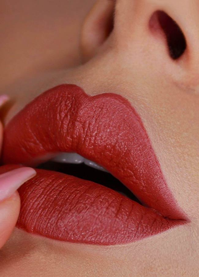 Temptation (terracotta brown shade) lipstick swatch