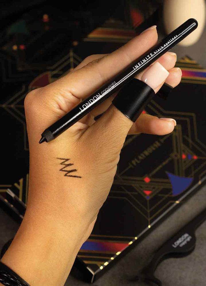 London Copyright Black Eyeliner Pencil + hand swatch