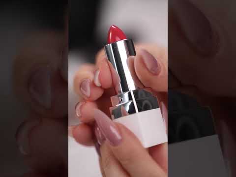 Video showing Poise (rosy pink) Lipstick + hand swatch of colour
