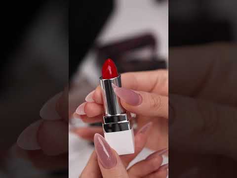Video of Aristocrat (classic red) Lipstick + hand swatch of colour