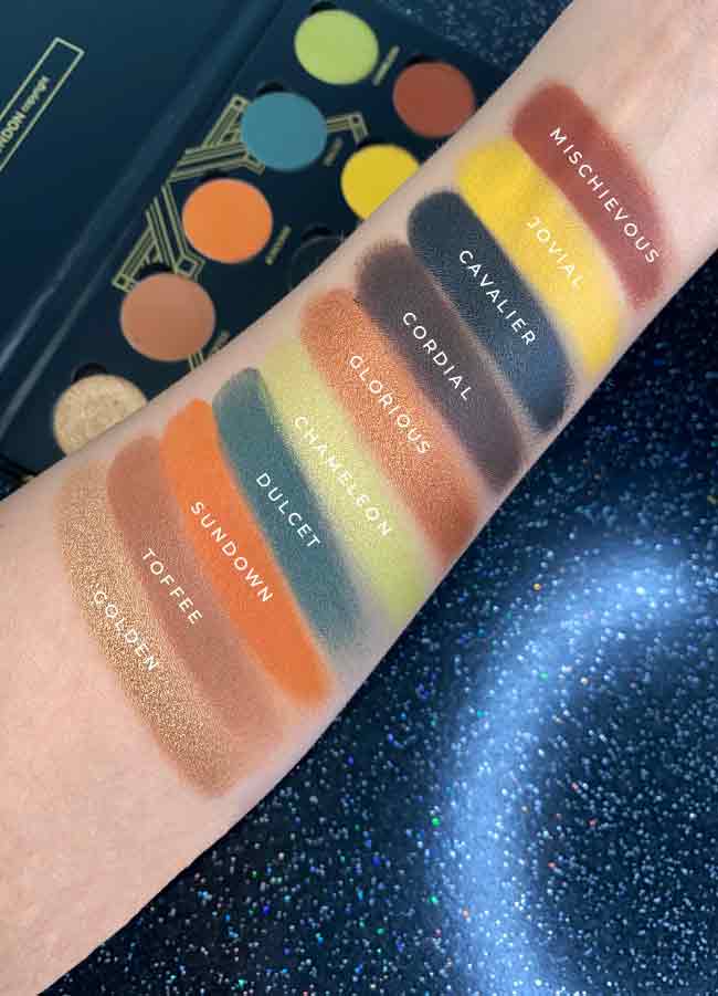 London Copyright Eyeshadow Palette - The Palace - colour swatches on arm